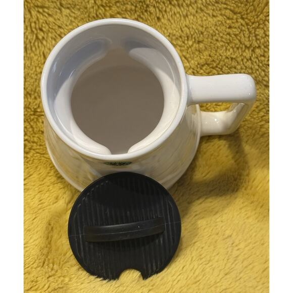 Starbucks Around the World Globe White Ceramic Chubby Travel Mug 16oz Made In US - Picture 7 of 8